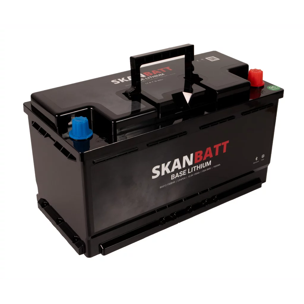 SKANBATT Base Lithium - 12V 150Ah 150A BMS - 355x175x188mm - Bluetooth - Heat - 3 Års garanti - Bobil