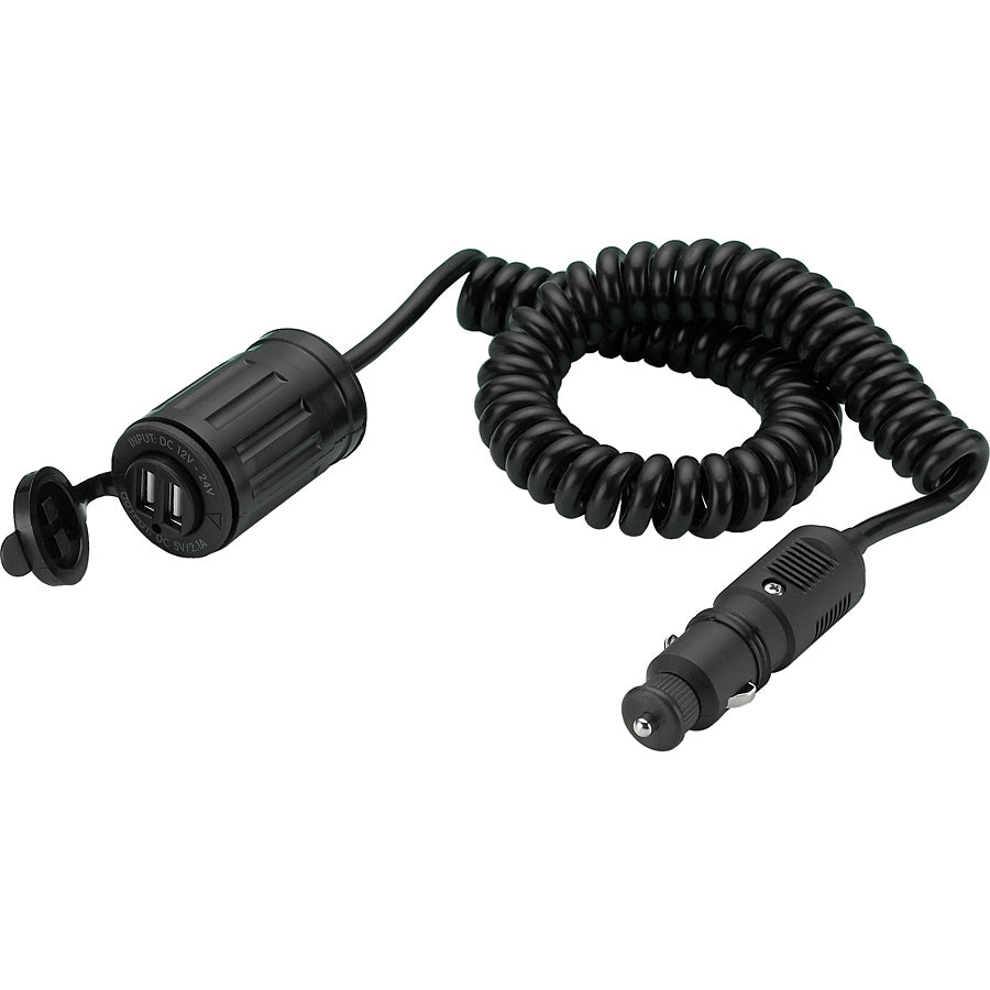 USB ladekabel med dobbelt uttak, 12V