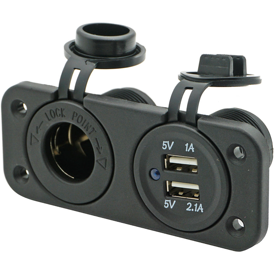 Strømuttak + dobbel USB