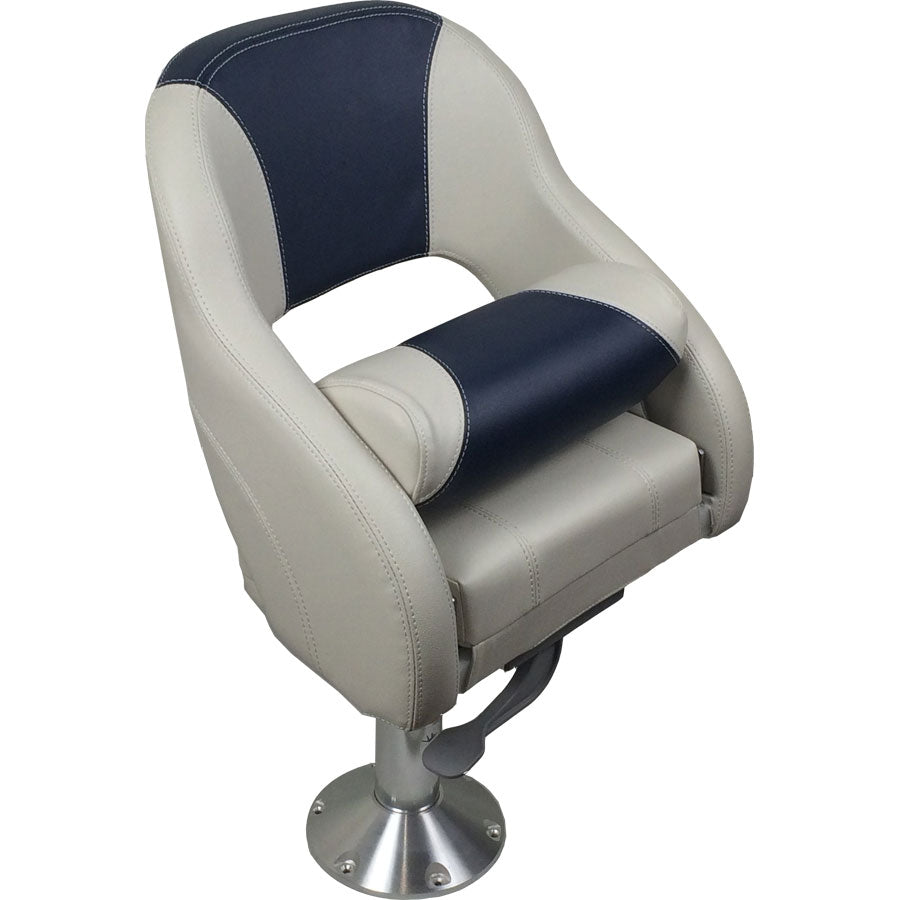 Båtstol BJR52 flip-up, lysegrå og mørkeblå