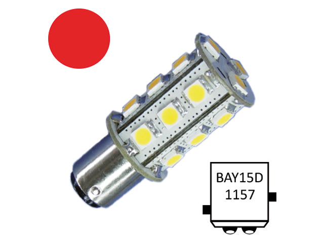 LED lanternepære Bay15D kaldhvit, rød og grønn