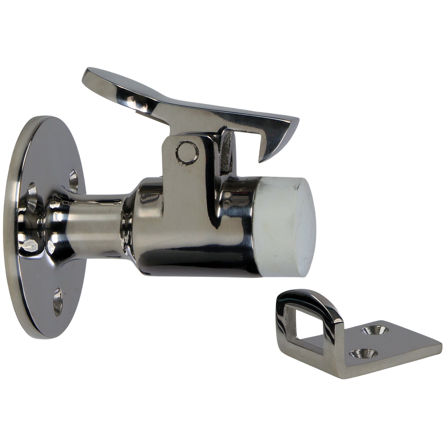 Dørholder hvit i rustfritt stål