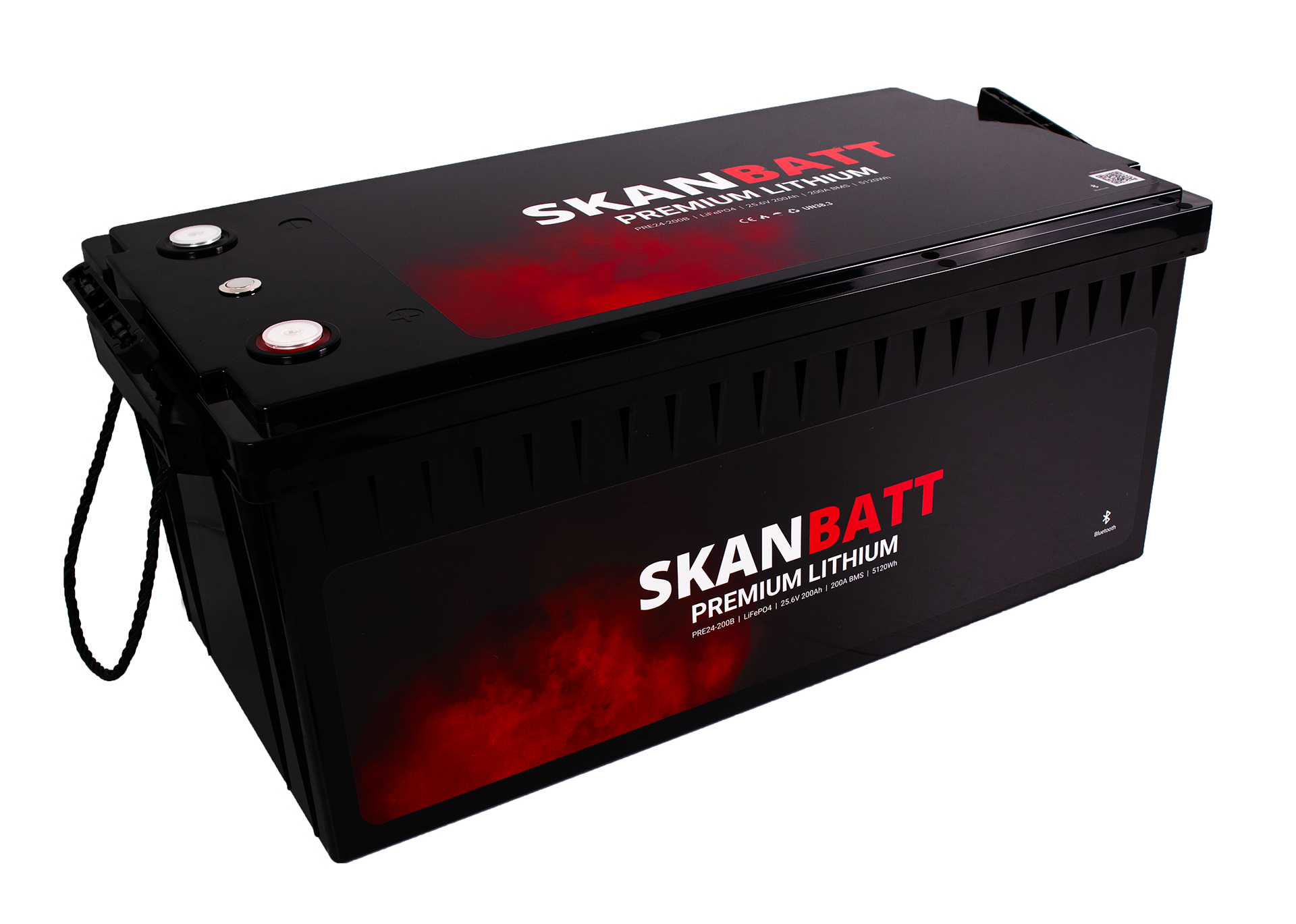 SKANBATT Premium Lithium - 24V 200Ah 200A BMS - 522x268x218mm - Bluetooth - 8 Års garanti