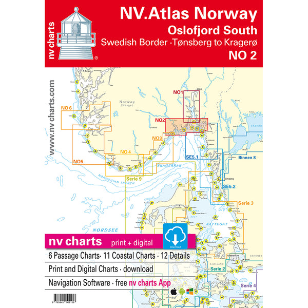 Kart kombi Atlas No 2 - Sverige til Kragerø