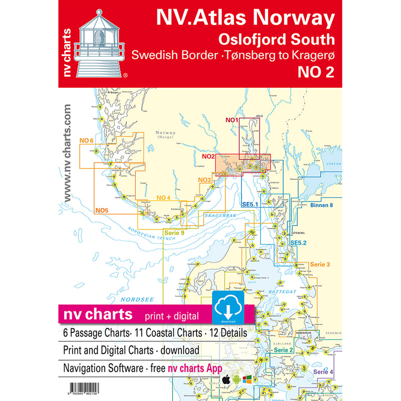 Kart kombi Atlas No 2 - Sverige til Kragerø