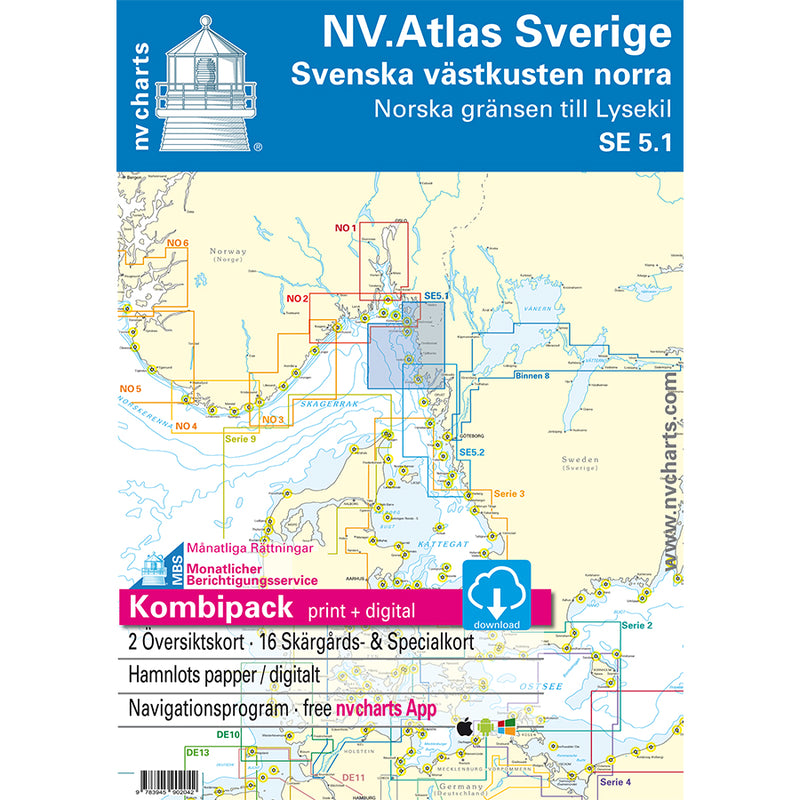 Kart kombi Atlas Sverige 5.1 - Vestkysten Norra
