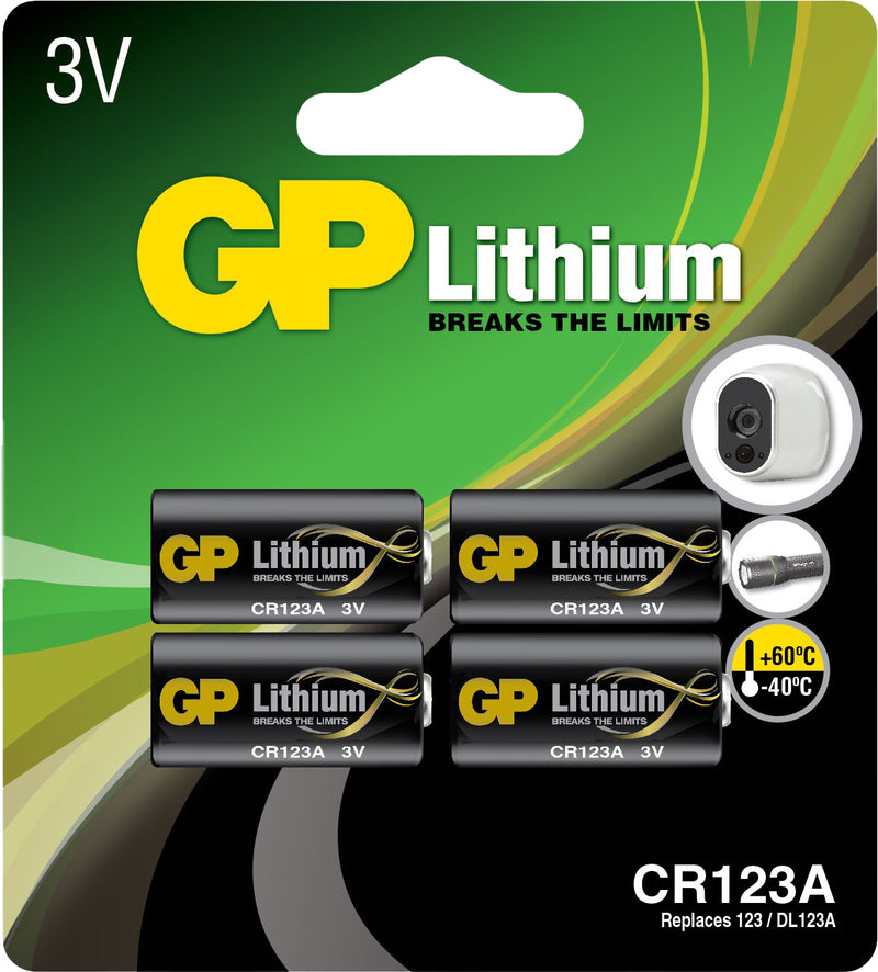 GP Lithium batteri CR123A 4-pk