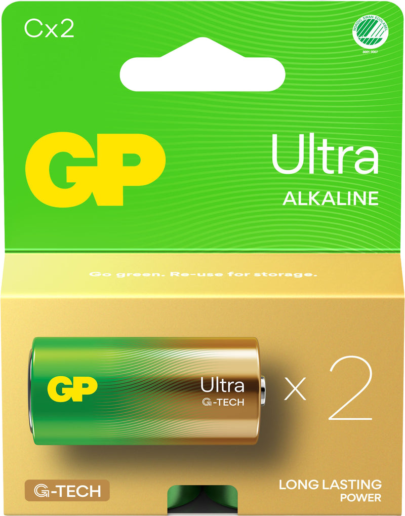 GP Ultra Alkaline batteri C 2-pk