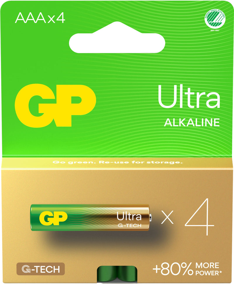 GP Ultra Alkaline batteri AAA 4-pk